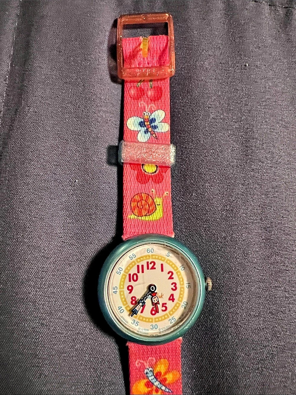 Flik Flak Once and Floral Watch in Red & Green
